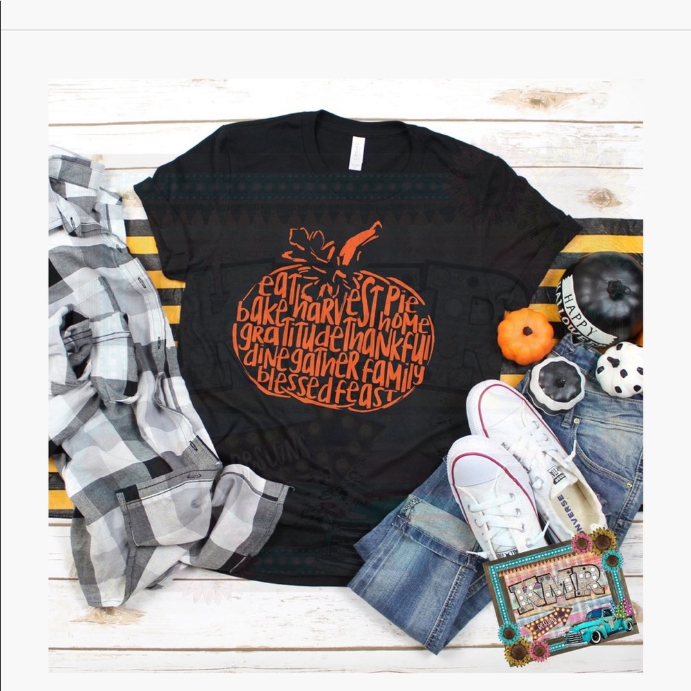 Custom made nwts pumpkin fall autumn thanks shirt
